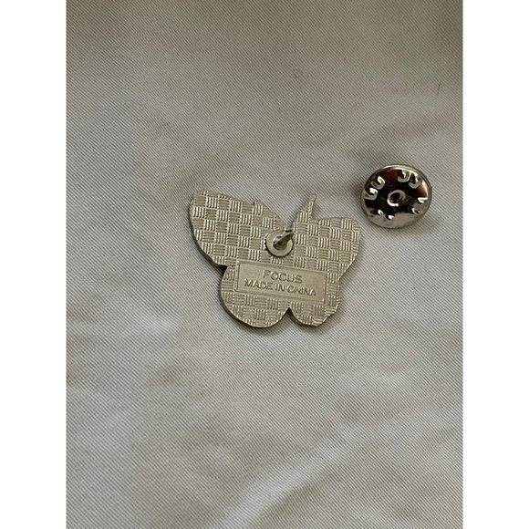 Butterfly Silver and 2-Tone Blue & Corral Color Resin Lapel Pin / Brooch - Picture 6 of 10